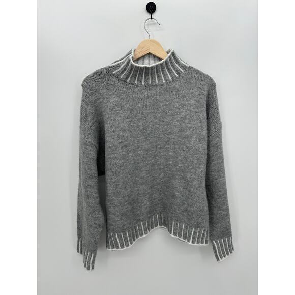 Elan Womens Gray Knit Chunky Sweater Size M Mock Neck Boxy Oversized Warm - Picture 1 of 8